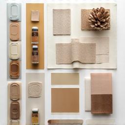 A design moodboard with color swatches and fabric samples